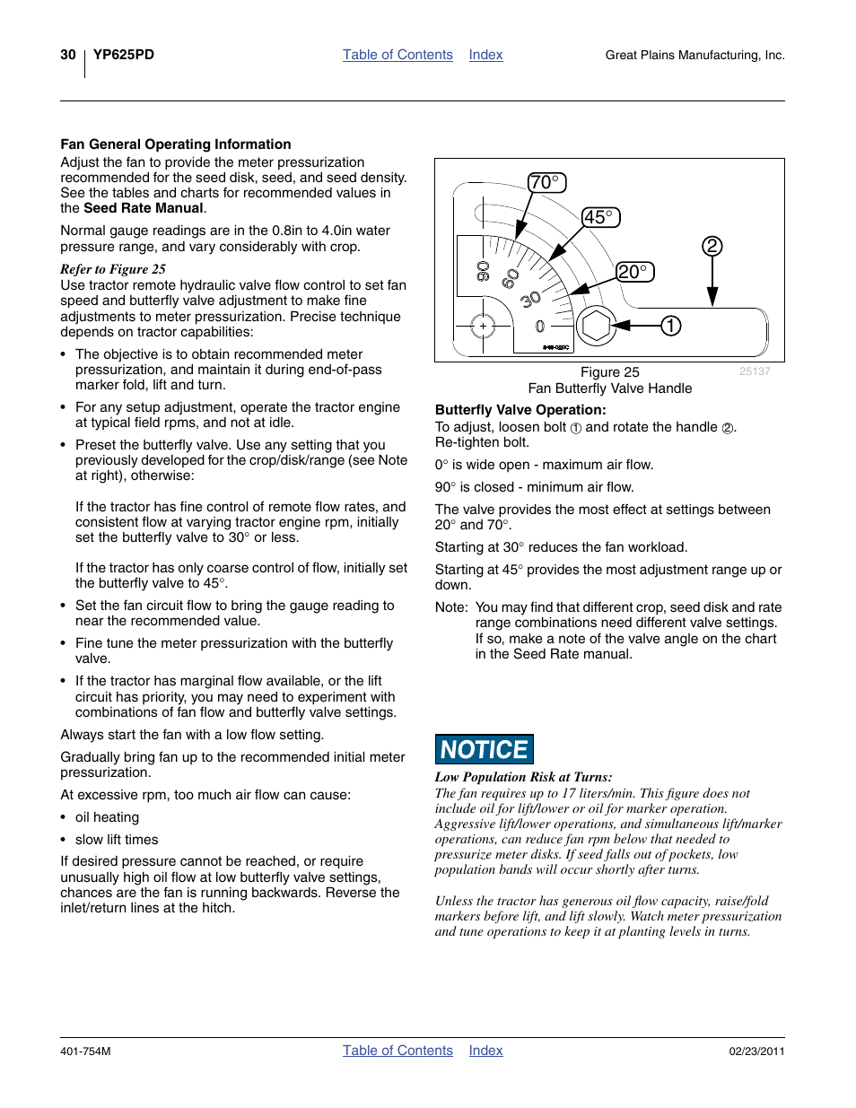 Fan general operating information, Butterfly valve operation | Great Plains YP625PD Operator Manual User Manual | Page 34 / 126