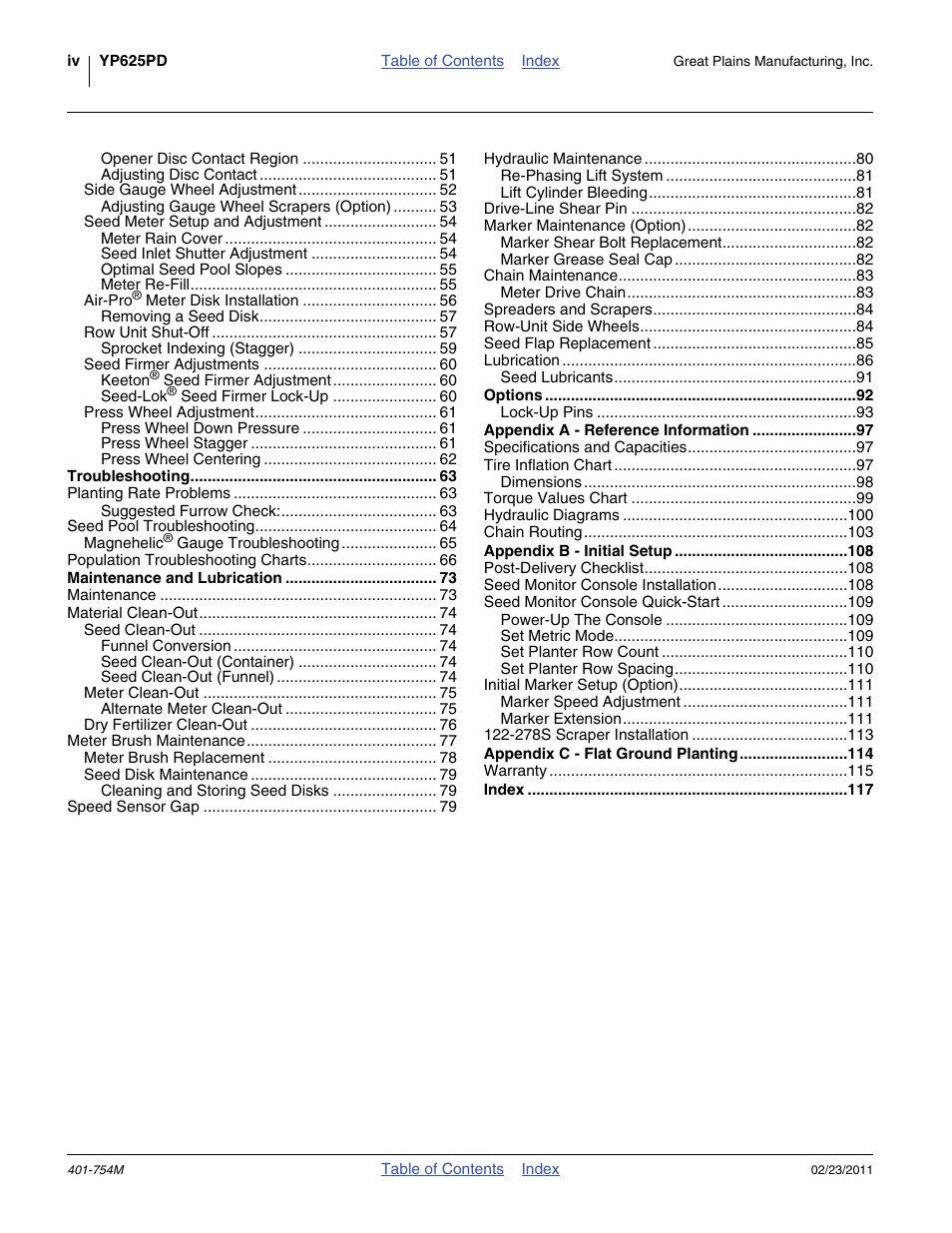 Great Plains YP625PD Operator Manual User Manual | Page 4 / 126