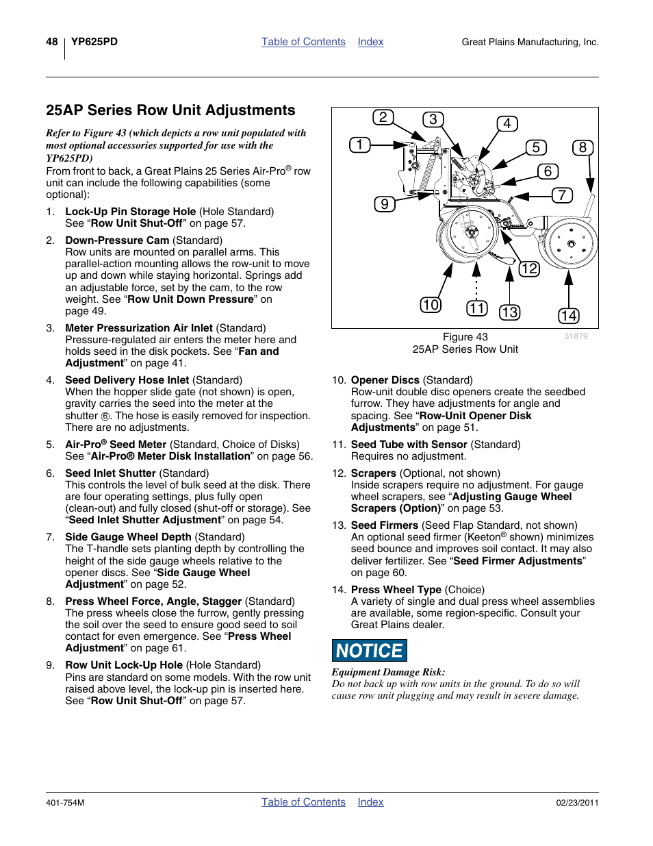 25ap series row unit adjustments | Great Plains YP625PD Operator Manual User Manual | Page 52 / 126