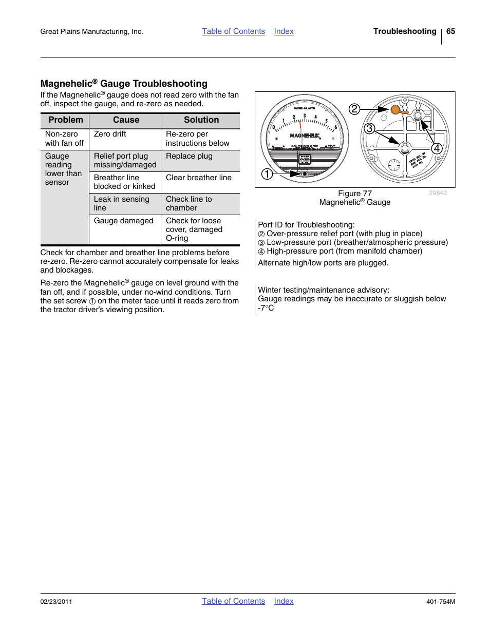 Magnehelic® gauge troubleshooting, Magnehelic, Gauge troubleshooting | Great Plains YP625PD Operator Manual User Manual | Page 69 / 126