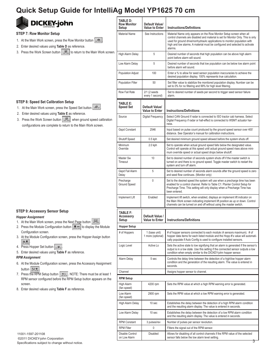 Great Plains YP1625-1670 16 Row 70 cm Quick Start User Manual | Page 3 / 5