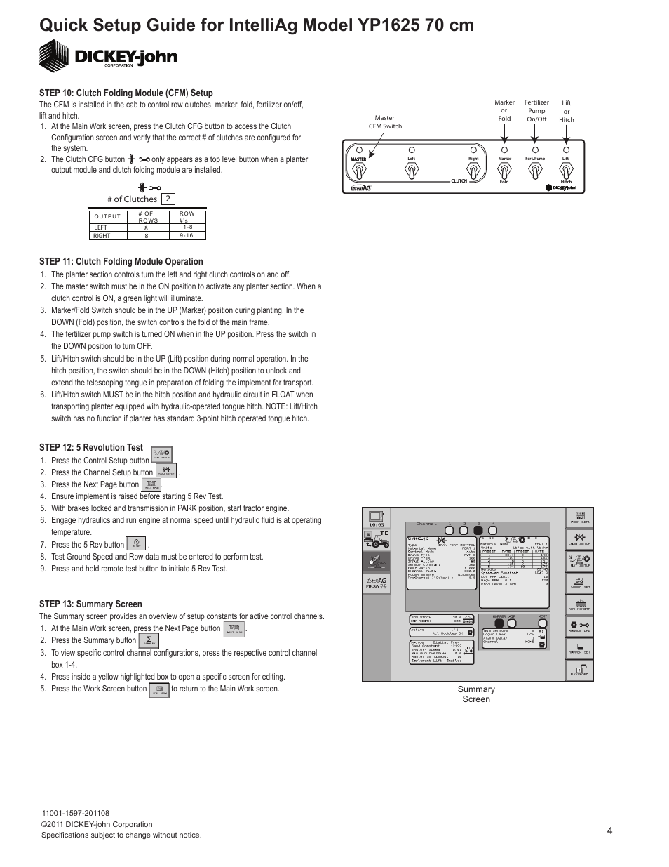 Great Plains YP1625-1670 16 Row 70 cm Quick Start User Manual | Page 4 / 5