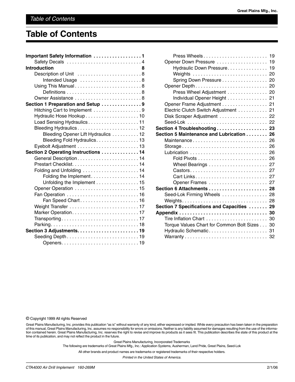 Great Plains CTA4000 Operator Manual User Manual | Page 2 / 35