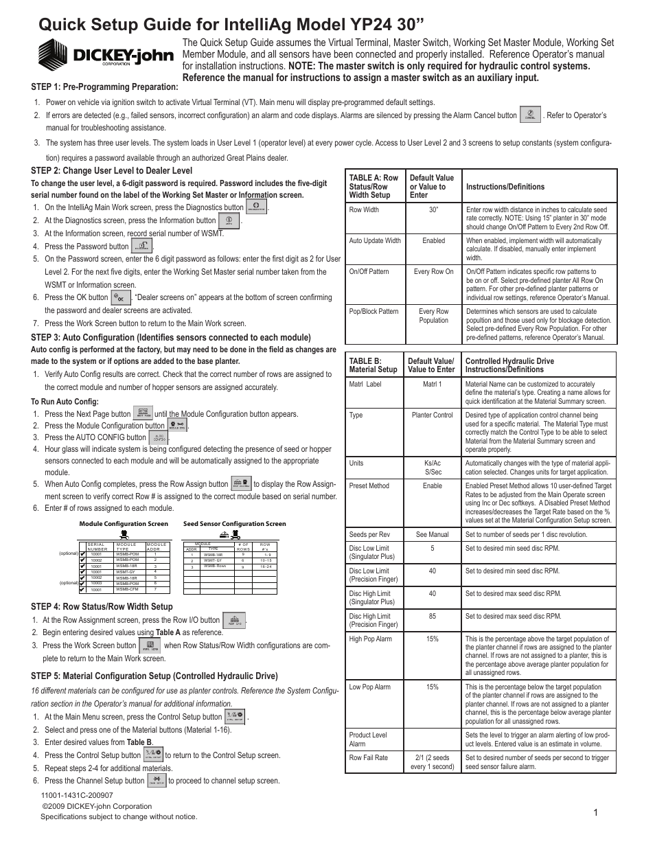 Great Plains YP2425-2430 24 Row 30 Inch Quick Start User Manual | 5 pages