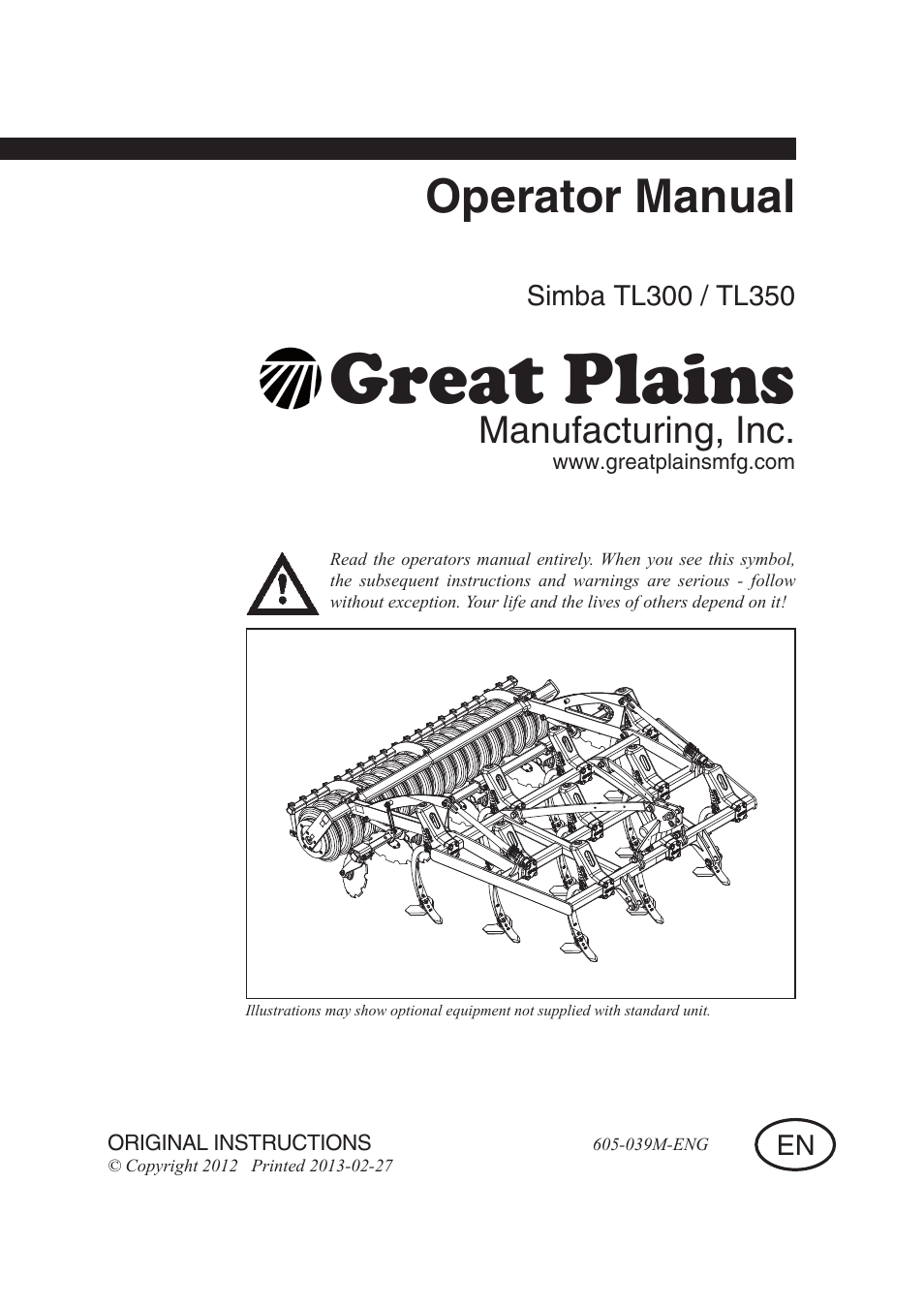Great Plains TL350 Operator Manual User Manual | 32 pages