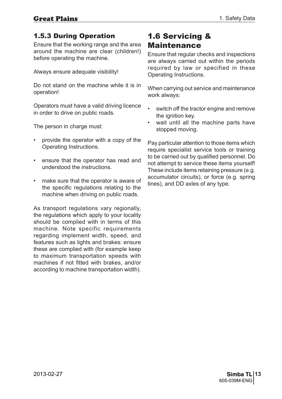 6 servicing & maintenance | Great Plains TL350 Operator Manual User Manual | Page 13 / 32