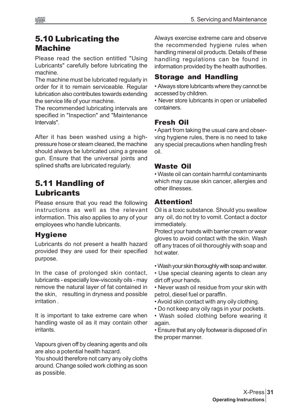 10 lubricating the machine, 11 handling of lubricants | Great Plains P14174 Serial No 12213 User Manual | Page 31 / 34