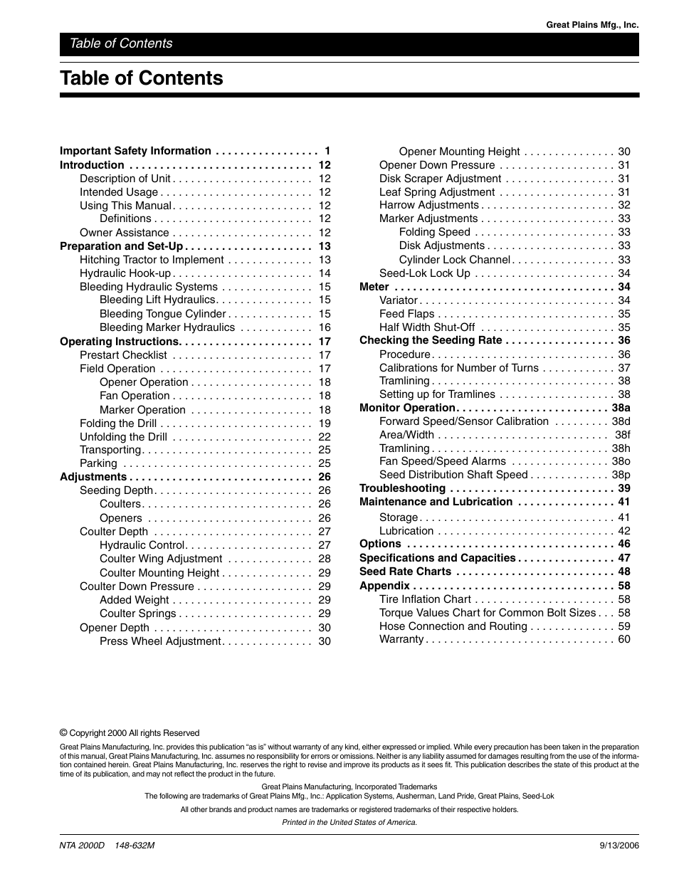 Great Plains NTA2000D Operator Manual User Manual | Page 2 / 81