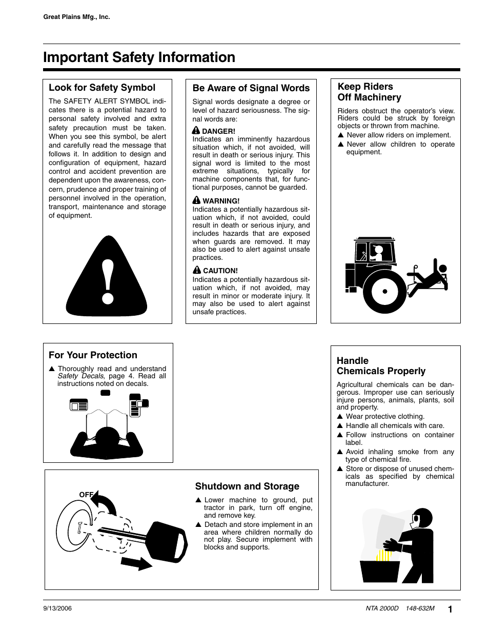 Important safety information | Great Plains NTA2000D Operator Manual User Manual | Page 3 / 81