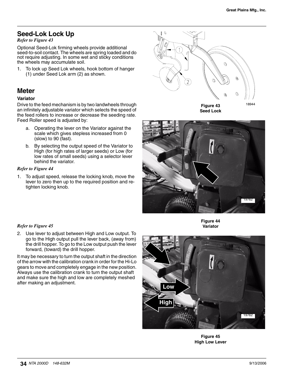 Seed-lok lock up, Meter, Variator | Great Plains NTA2000D Operator Manual User Manual | Page 36 / 81