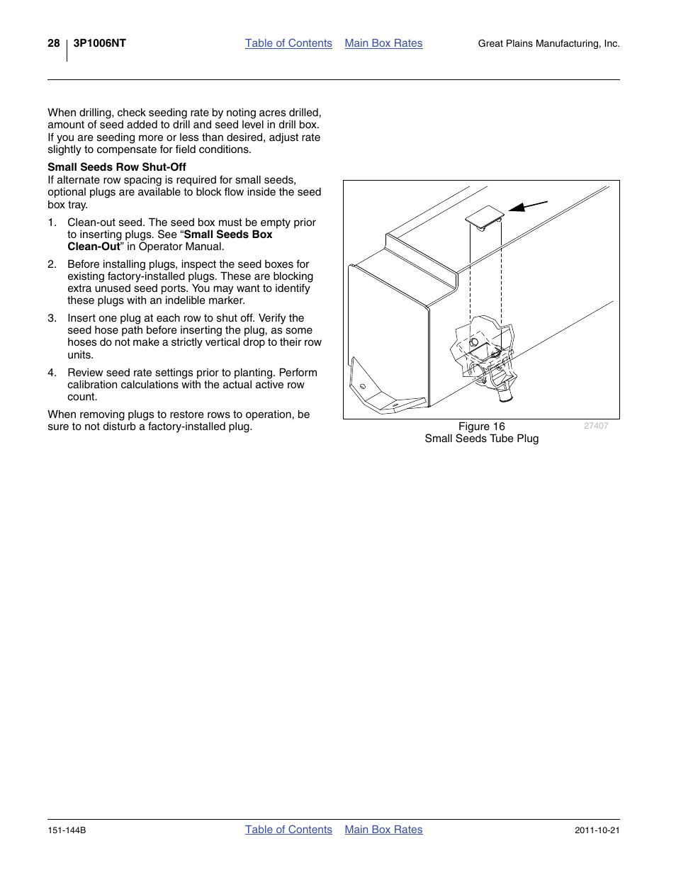 Small seeds row shut-off | Great Plains 3P1006NT Material Rate User Manual | Page 30 / 50