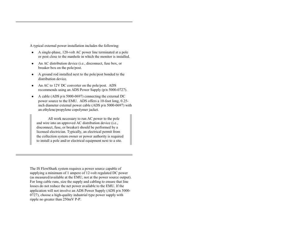 Typical installation, Dc power requirements | ADS Environmental Services FlowShark QR 775003 A2 User Manual | Page 125 / 236