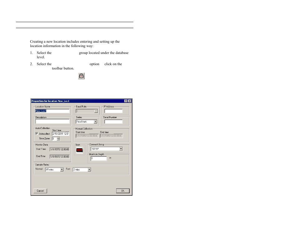 Creating a monitor location | ADS Environmental Services FlowShark QR 775003 A2 User Manual | Page 133 / 236