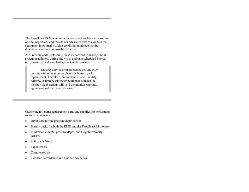 Maintaining the system components, Gathering replacement parts and supplies | ADS Environmental Services FlowShark QR 775003 A2 User Manual | Page 187 / 236