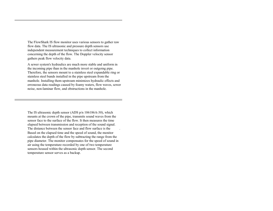 Sensors, Is ultrasonic depth sensor | ADS Environmental Services FlowShark QR 775003 A2 User Manual | Page 54 / 236