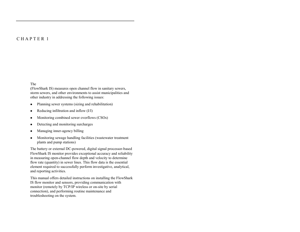 C h a p t e r 1 introduction, Introduction | ADS Environmental Services FlowShark QR 775003 A2 User Manual | Page 7 / 236