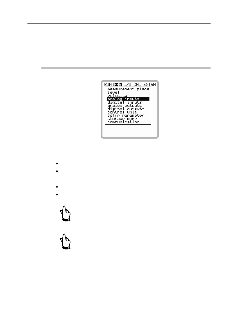 Parameter menu: analog inputs | ADS Environmental Services FlowShark Pulse QR 775004 A1 User Manual | Page 118 / 186