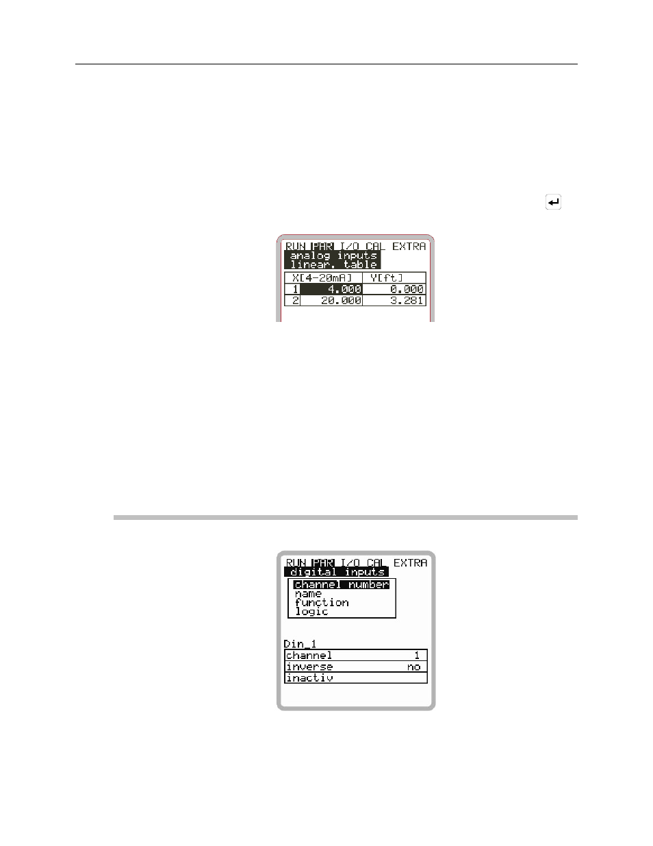 Linearization, Offset, Parameter menu: digital inputs | ADS Environmental Services FlowShark Pulse QR 775004 A1 User Manual | Page 120 / 186