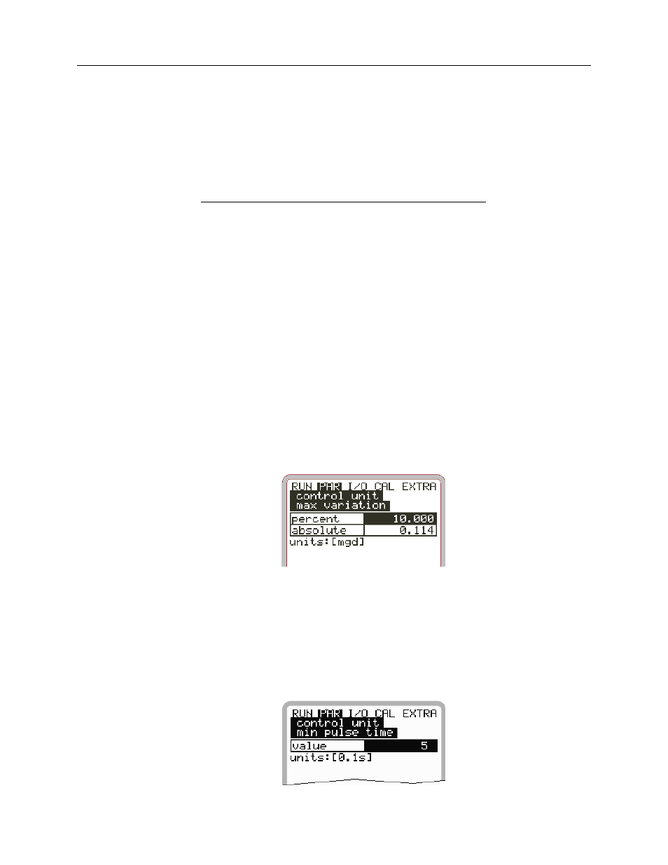 Control deviation, Minimum duration of control impulse | ADS Environmental Services FlowShark Pulse QR 775004 A1 User Manual | Page 132 / 186