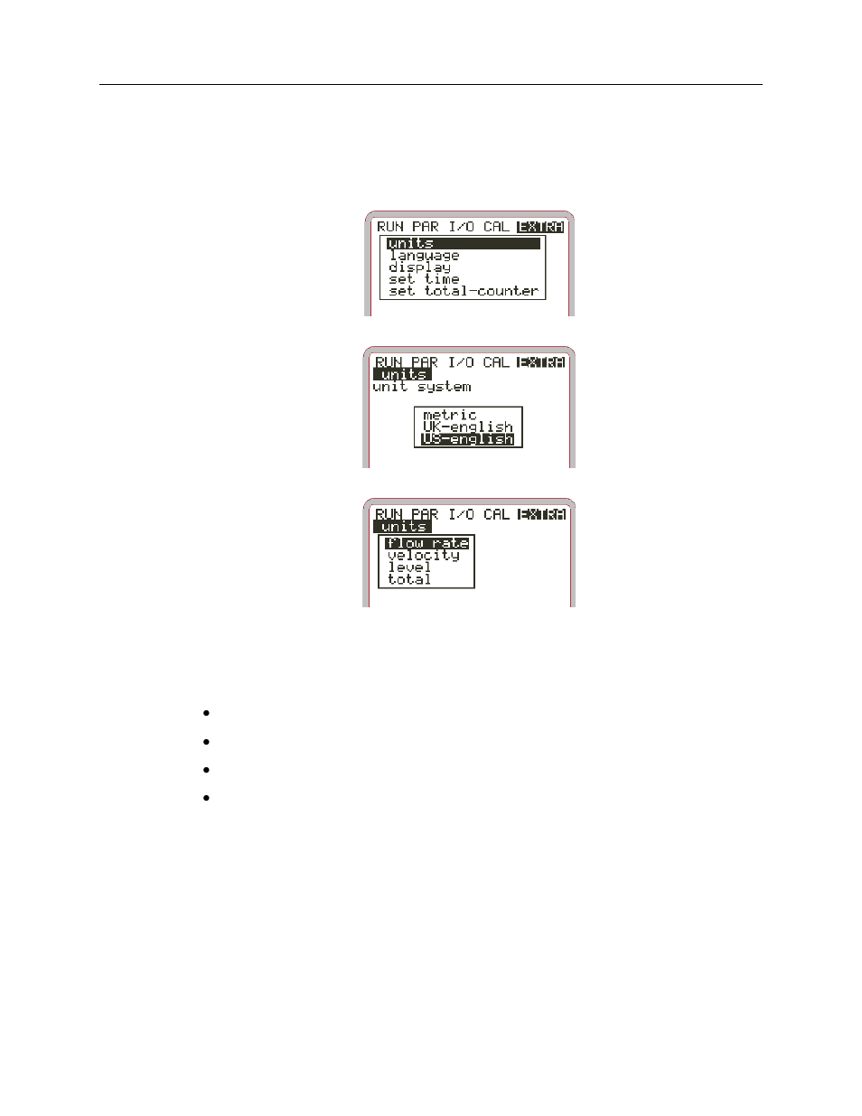 Display menu (extra), Units, Unit system | ADS Environmental Services FlowShark Pulse QR 775004 A1 User Manual | Page 99 / 186