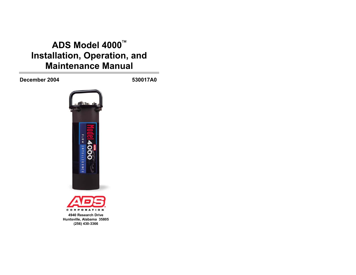 ADS Environmental Services Model 4000 530017 A0 User Manual | 125 pages