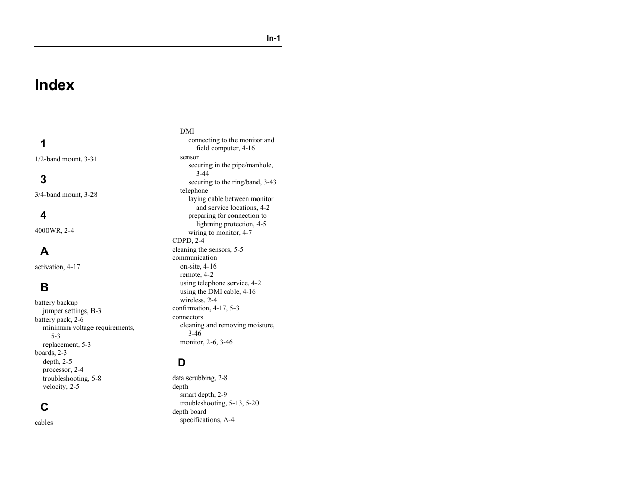 Index | ADS Environmental Services Model 4000 530017 A0 User Manual | Page 121 / 125