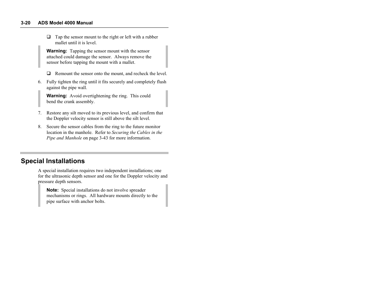 Special installations | ADS Environmental Services Model 4000 530017 A0 User Manual | Page 43 / 125
