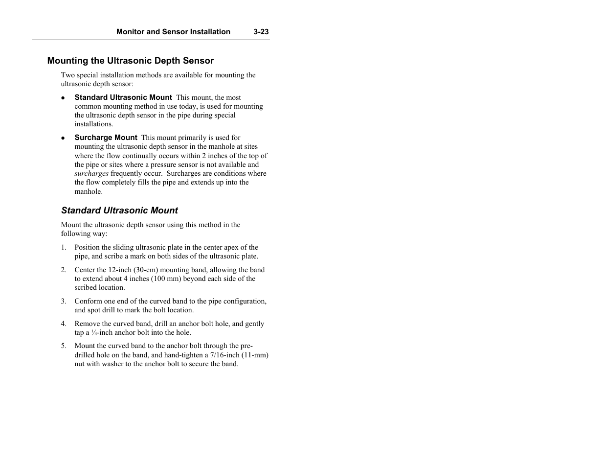 Mounting the ultrasonic depth sensor, Standard ultrasonic mount | ADS Environmental Services Model 4000 530017 A0 User Manual | Page 46 / 125