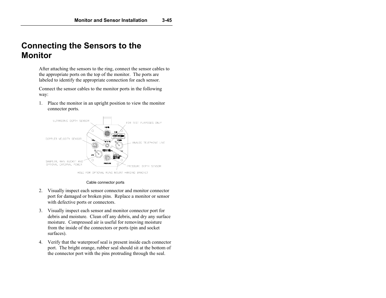 Connecting the sensors to the monitor | ADS Environmental Services Model 4000 530017 A0 User Manual | Page 68 / 125
