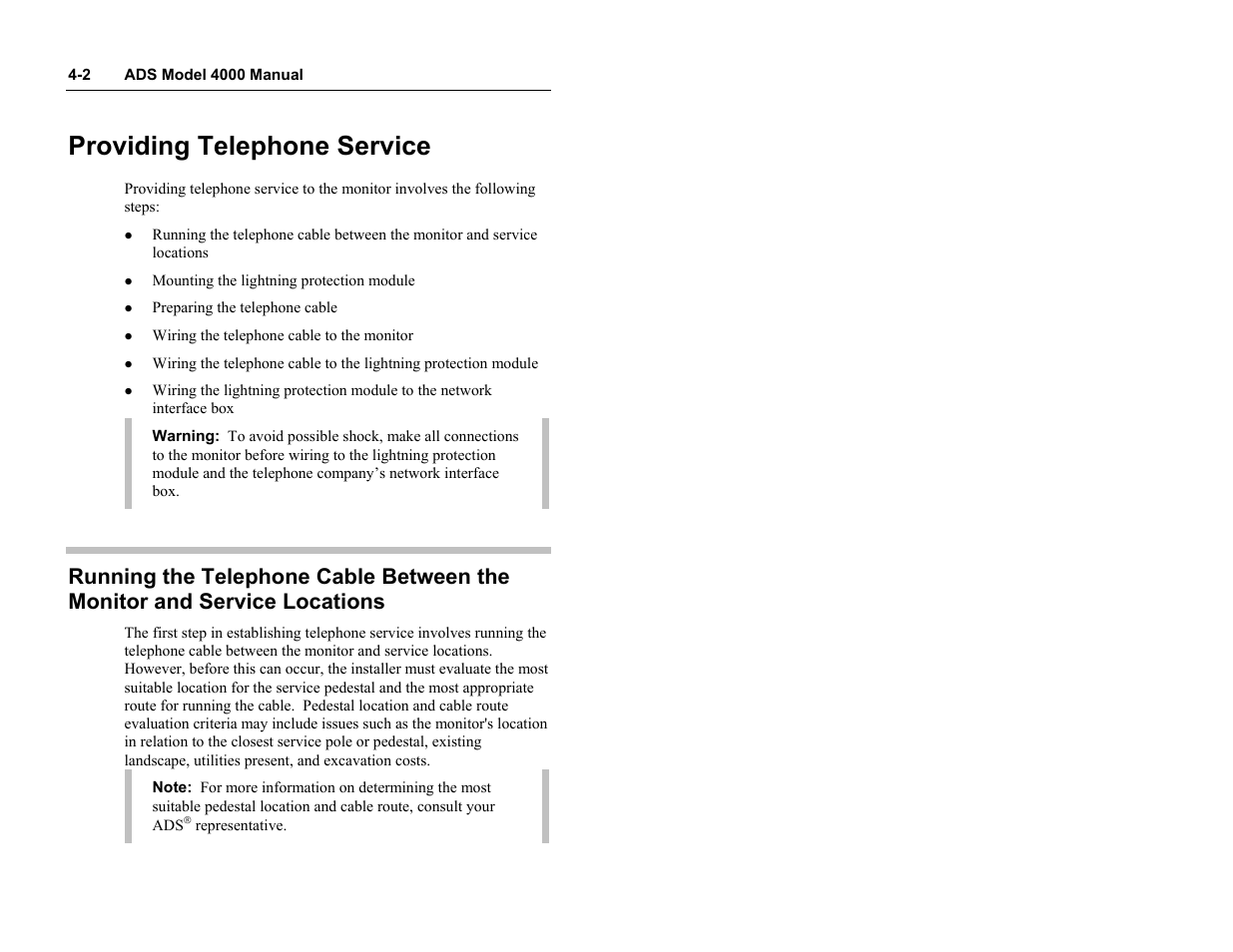 Providing telephone service | ADS Environmental Services Model 4000 530017 A0 User Manual | Page 71 / 125