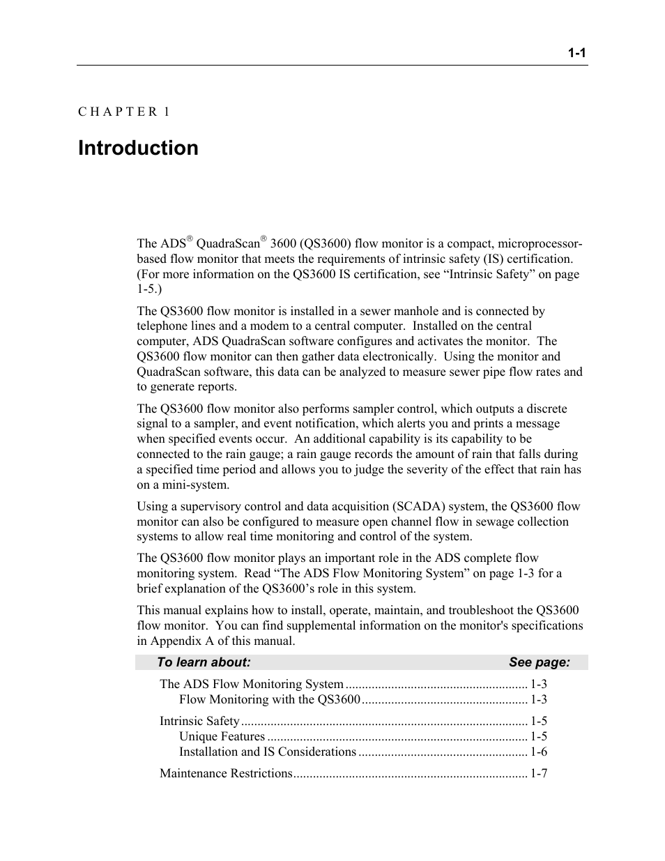 Introduction | ADS Environmental Services Model 3600 530002 A2 User Manual | Page 6 / 133