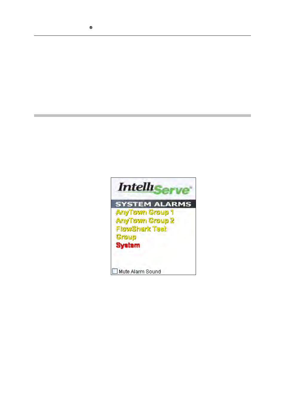 Intelliserve menu structure, System alarms | ADS Environmental Services IntelliServe 2.8.1 950026A7 User Manual | Page 16 / 290