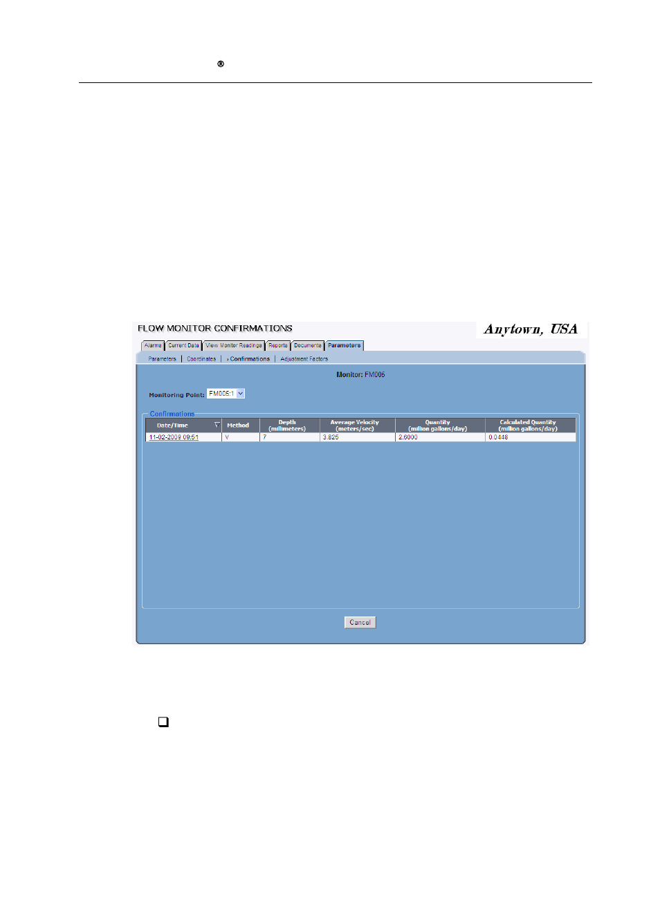 Viewing flow monitor confirmations | ADS Environmental Services IntelliServe 2.8.1 950026A7 User Manual | Page 181 / 290