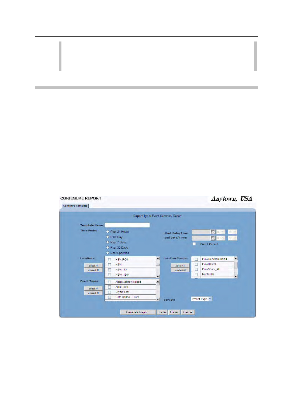 Creating an event summary report | ADS Environmental Services IntelliServe 2.8.1 950026A7 User Manual | Page 215 / 290