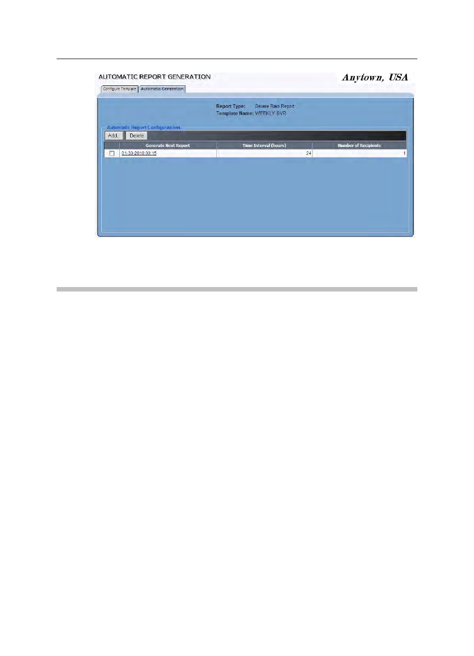 Modifying an automatic report | ADS Environmental Services IntelliServe 2.8.1 950026A7 User Manual | Page 261 / 290