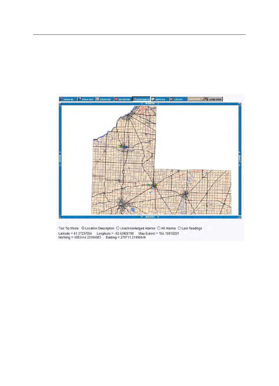 Viewing map coordinates | ADS Environmental Services IntelliServe 2.8.1 950026A7 User Manual | Page 32 / 290