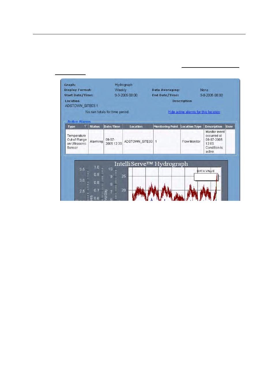Showing active alarms, Plotting entity coordinates, Zooming | ADS Environmental Services IntelliServe 2.8.1 950026A7 User Manual | Page 95 / 290
