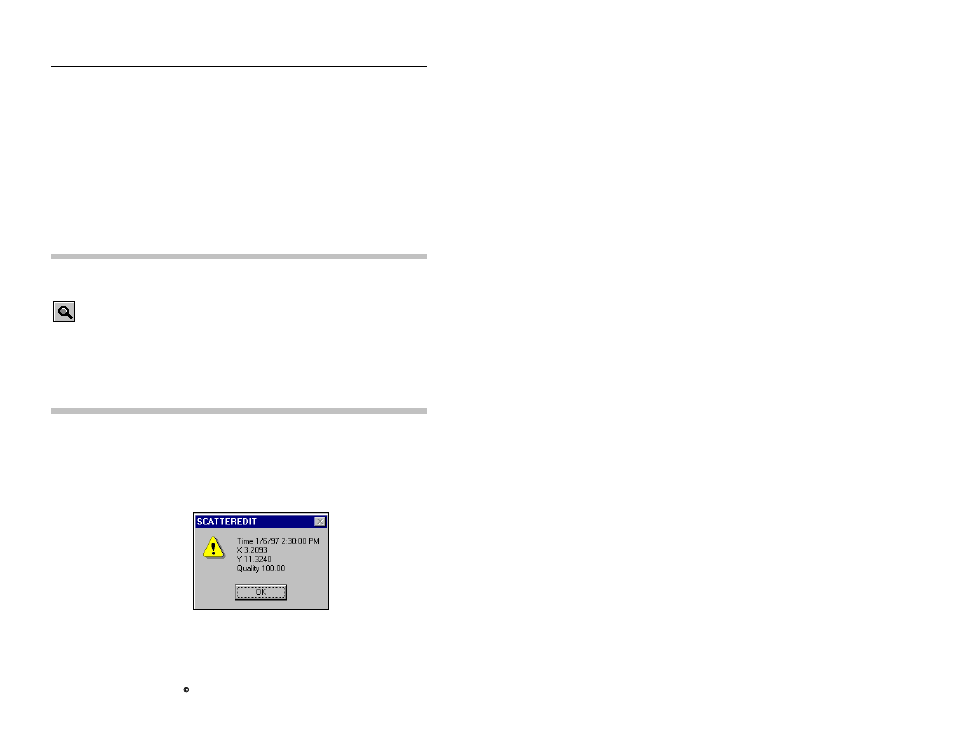 Using the scattergraph options, Magnifying the scattergraph screen, Viewing the value of a data point | ADS Environmental Services Profile Software 950015B6 User Manual | Page 470 / 641