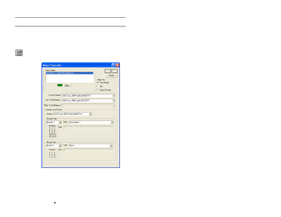 Selecting the x and y axis data entities | ADS Environmental Services Profile Software 950015B6 User Manual | Page 567 / 641