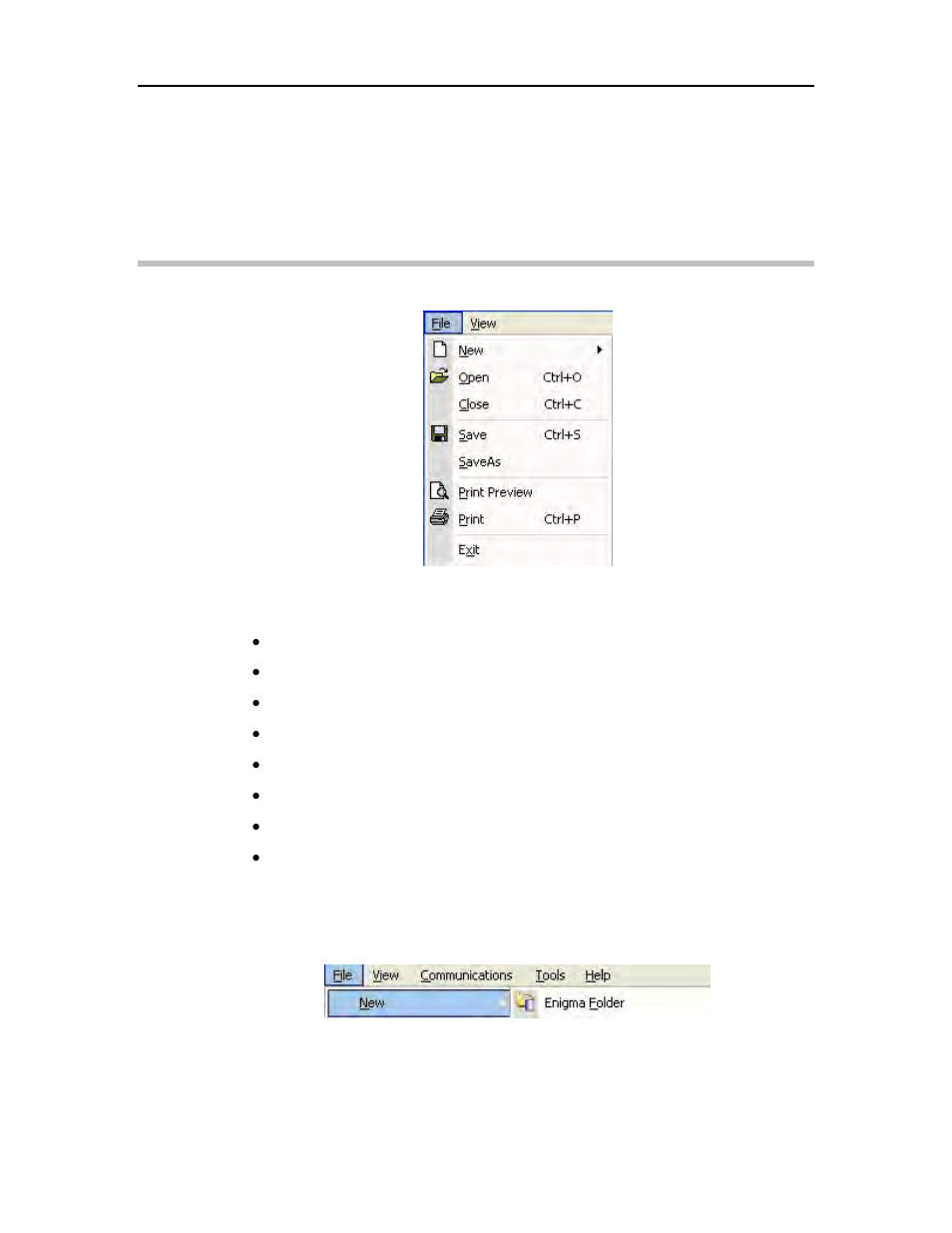 Main menu, File menu, Enigma folder | ADS Environmental Services Enigma-hyQ QR 775017 A2 User Manual | Page 21 / 96