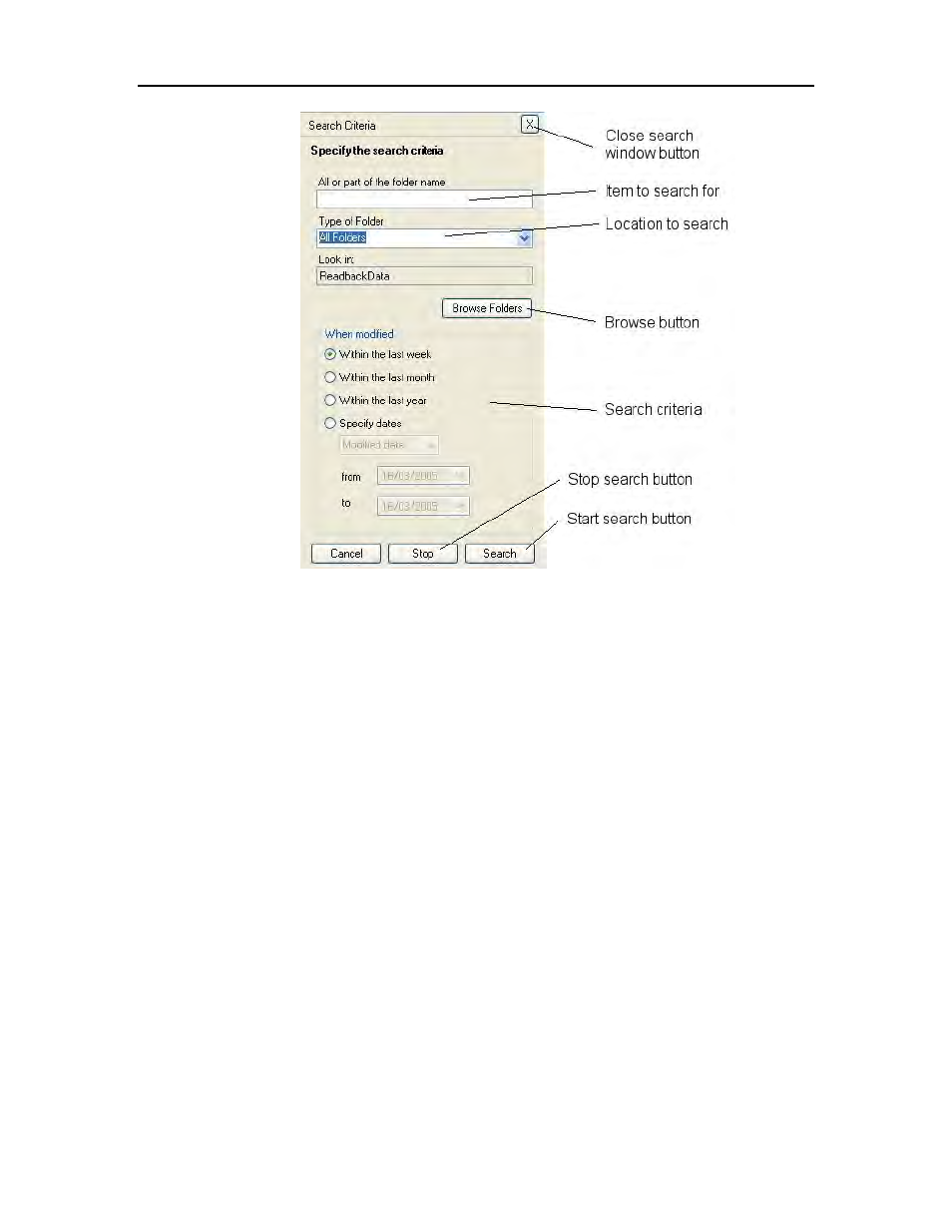 Search criteria, Browse folders | ADS Environmental Services Enigma-hyQ QR 775017 A2 User Manual | Page 32 / 96