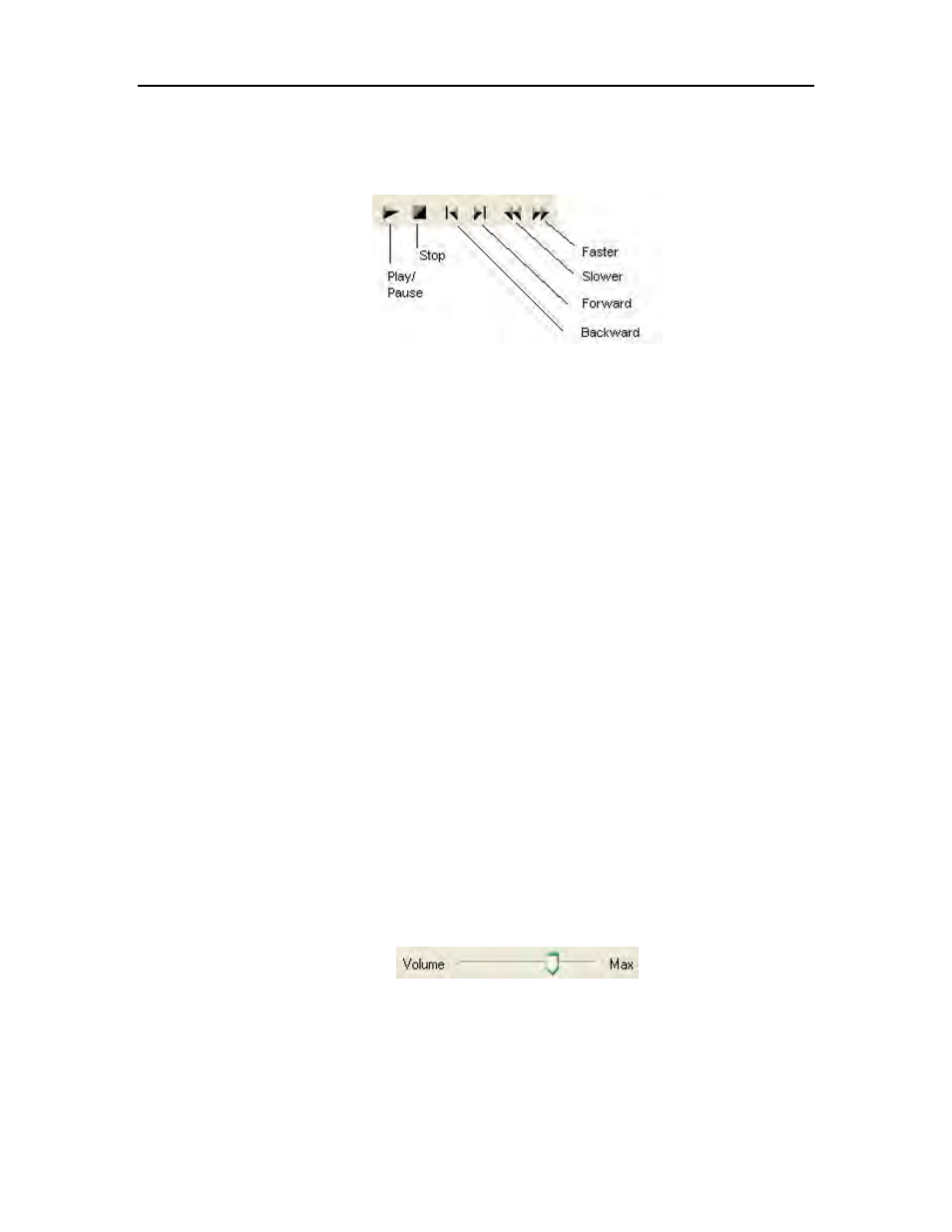 Control buttons, Play/pause, Stop | Backward, Forward, Slower, Faster, Volume control | ADS Environmental Services Enigma-hyQ QR 775017 A2 User Manual | Page 68 / 96