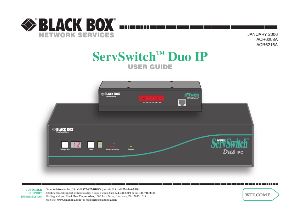 Black Box ACR6208A User Manual | 5 pages