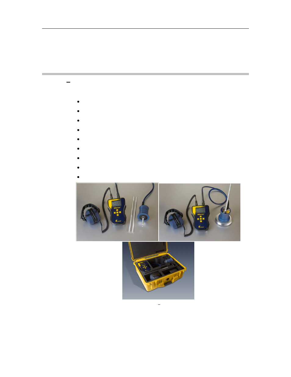 Mikron systems, Mikron – alpha (acoustic probe system), Mikron | Alpha (acoustic probe system), Ads mikron user manual, Acoustic sensor, Sensor handle and rods (three parts), Ground contact tripod, Ground spike, Magnet attachment | ADS Environmental Services Mikron QR 775014 A0 User Manual | Page 10 / 22