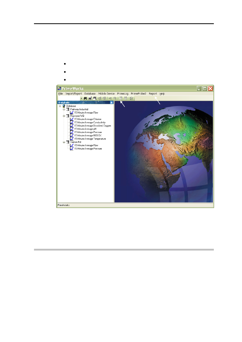Main window, Menus and toolbar | ADS Environmental Services PrimeWorks QR 775018 A0 User Manual | Page 14 / 86