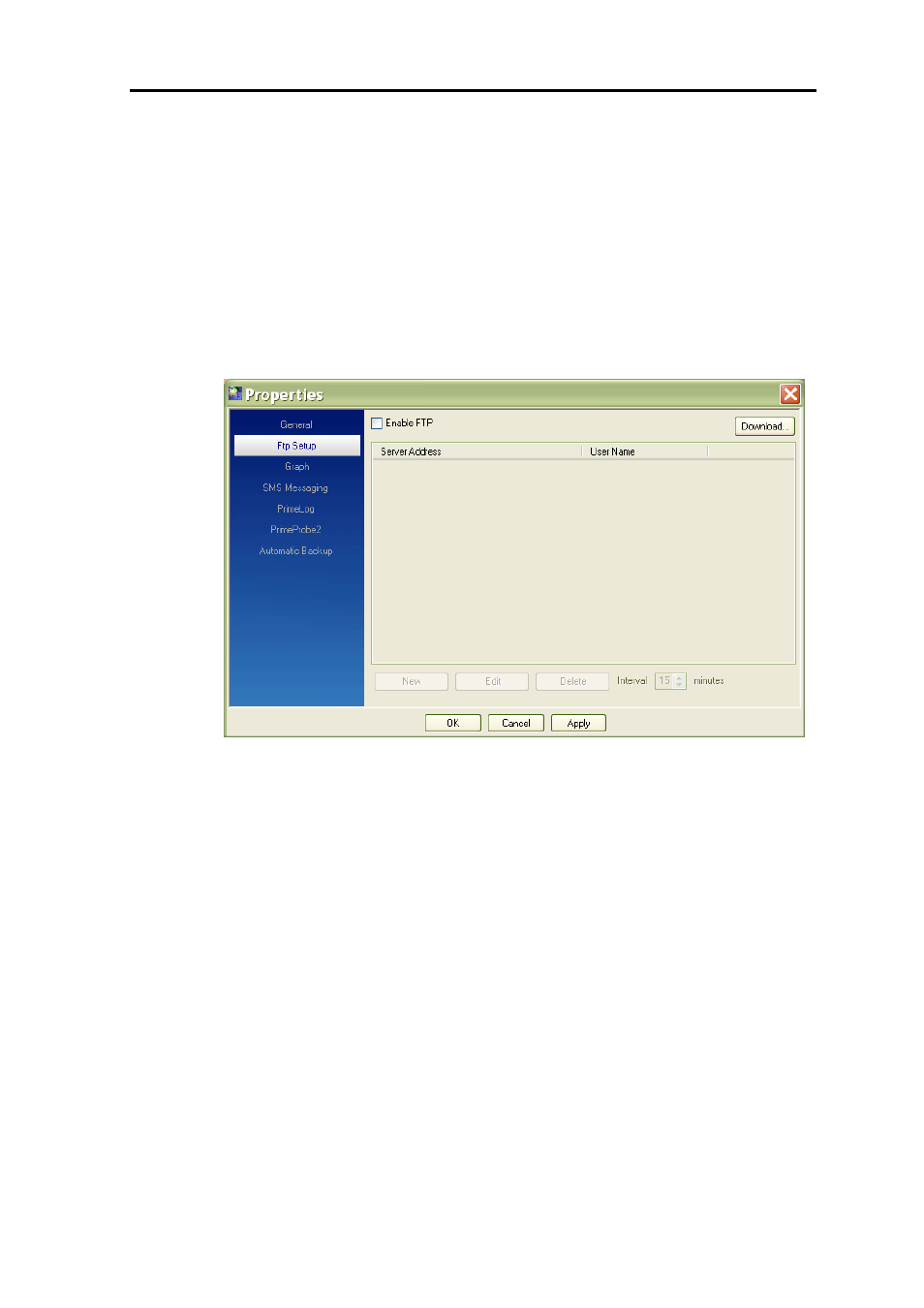 General, Ftp setup, Graph | ADS Environmental Services PrimeWorks QR 775018 A0 User Manual | Page 23 / 86