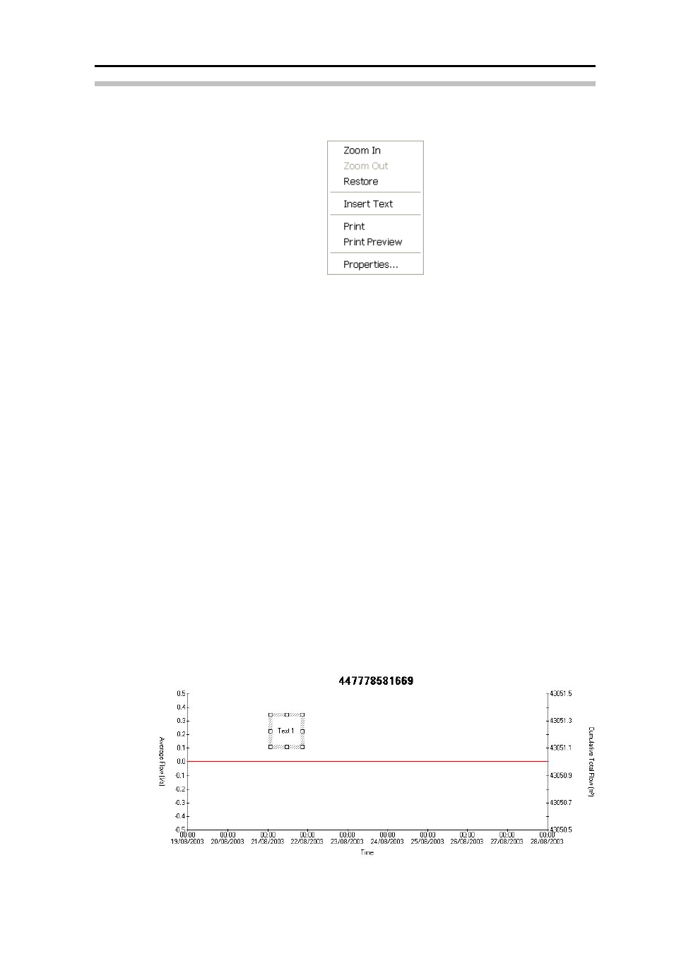 Right-click menu (graph), Zoom in, Zoom out | Restore, Insert text, Right-click menu | ADS Environmental Services PrimeWorks QR 775018 A0 User Manual | Page 72 / 86