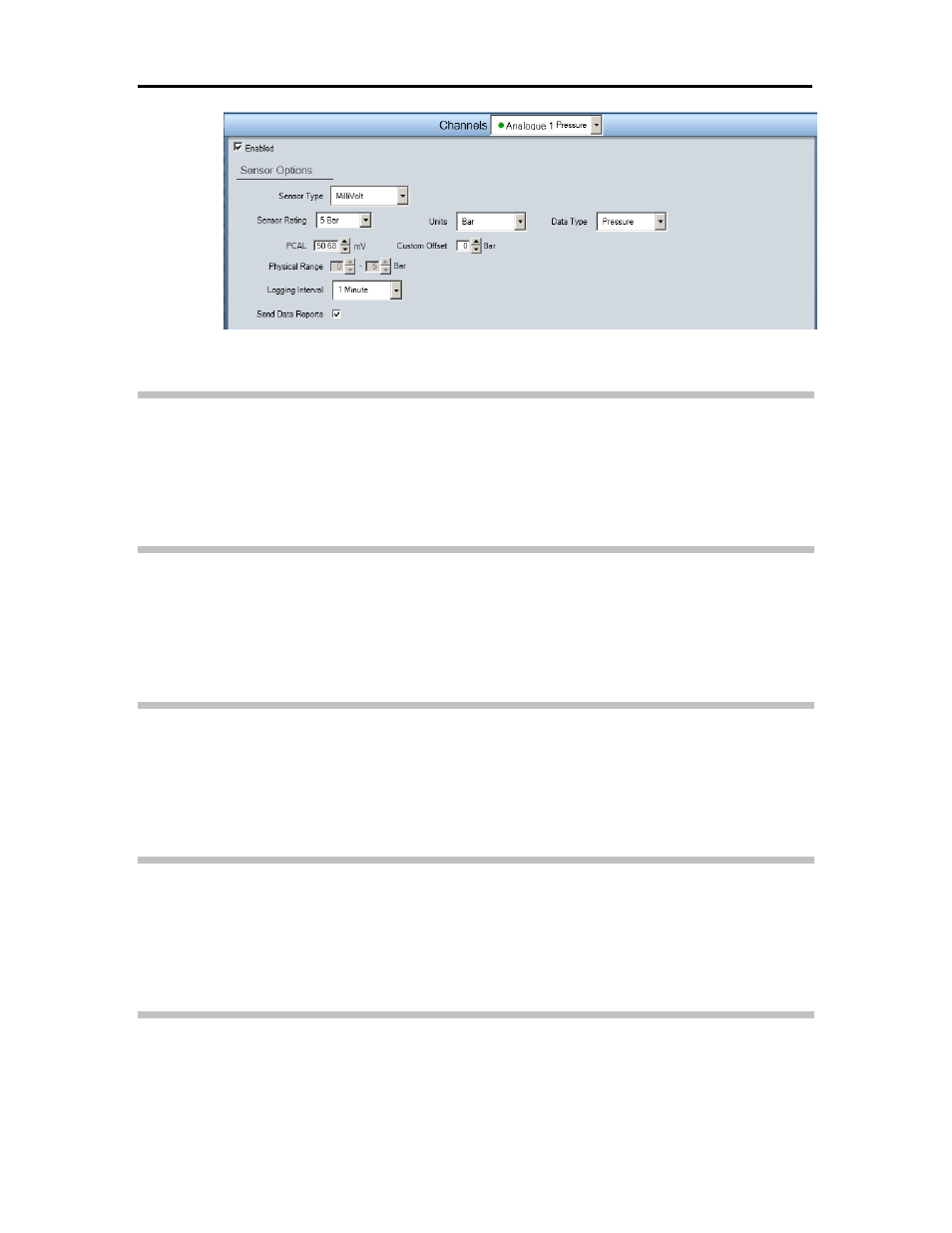 Enable channel, Sensor type, Sensor rating | Units, Data type | ADS Environmental Services XiLog+ QR 775026 A0 User Manual | Page 41 / 76