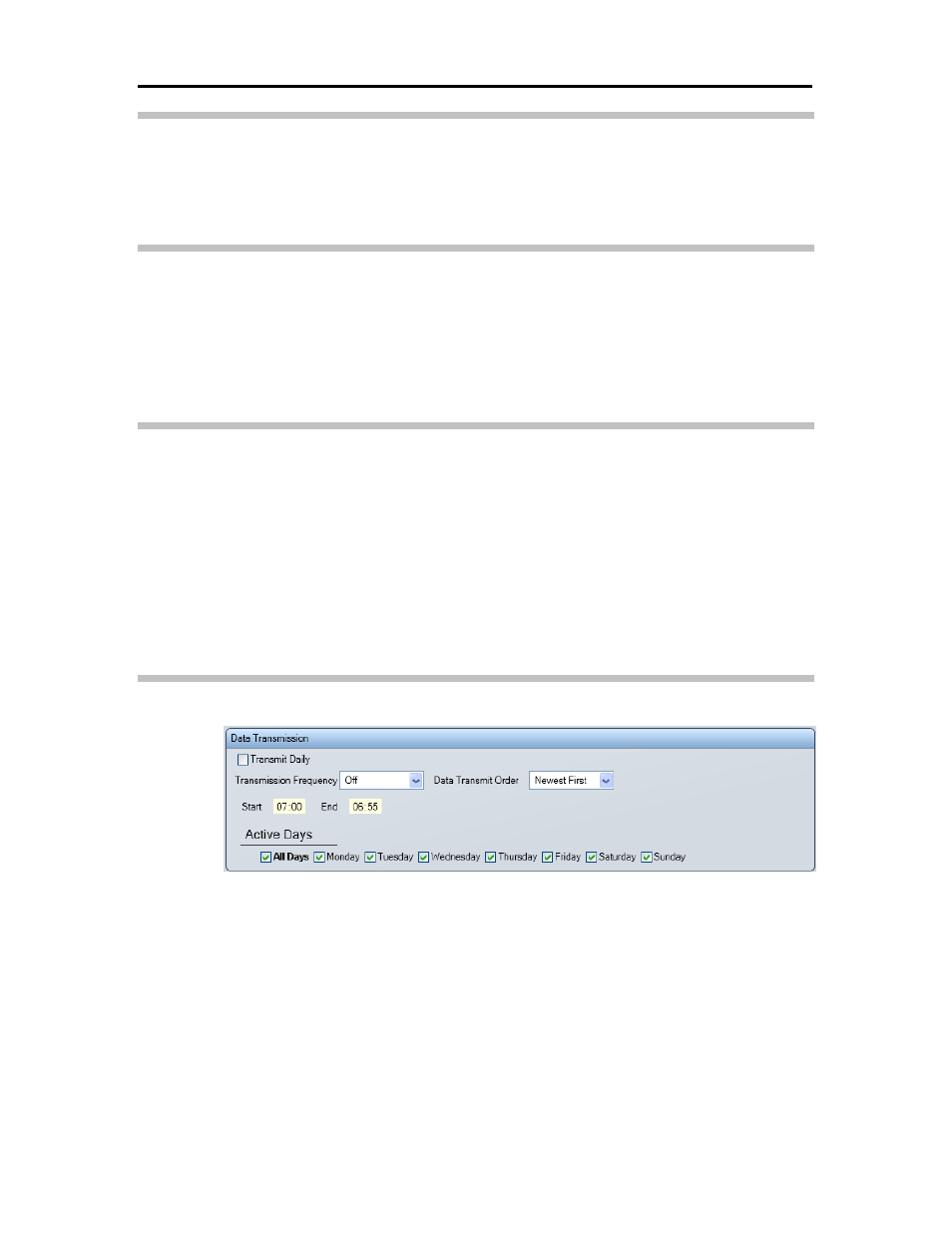 Ftp password, Test login details, Combine flow and pressure | Data transmission, Daily data transmission | ADS Environmental Services XiLog+ QR 775026 A0 User Manual | Page 56 / 76