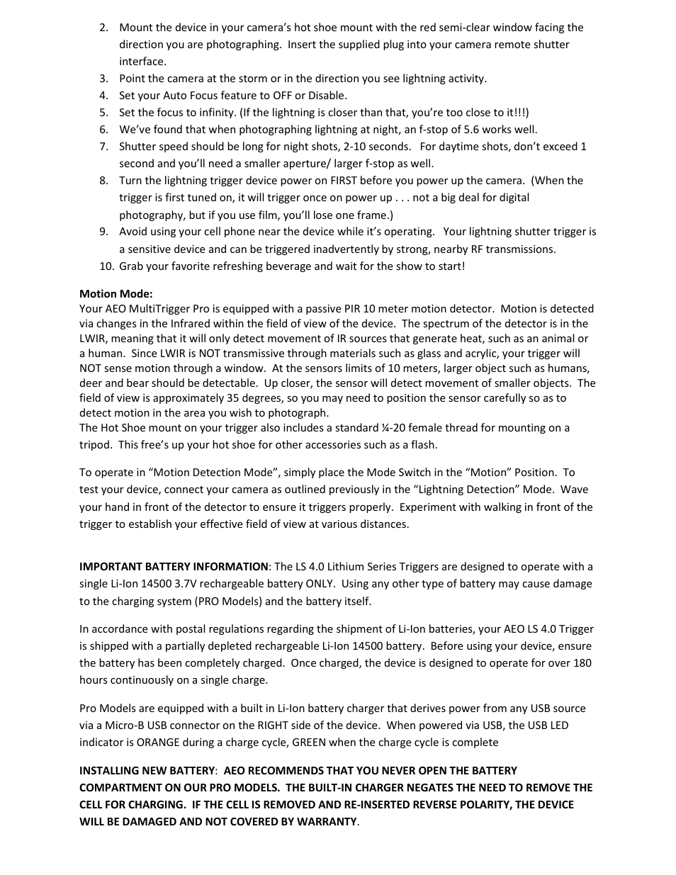 AEO Photo Micro MT Pro 4.0 User Manual | Page 2 / 4